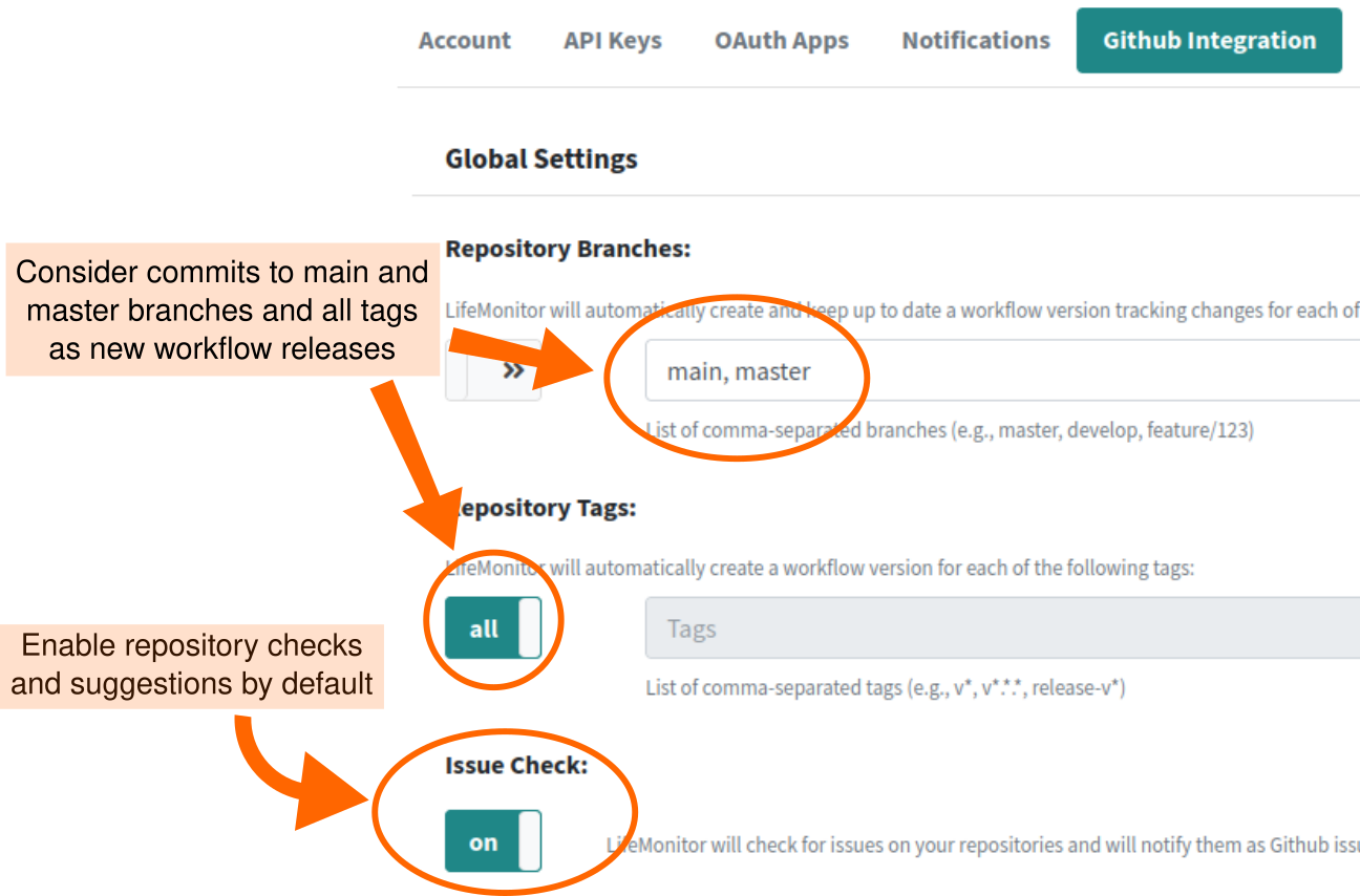 LM app GitHub integration settings