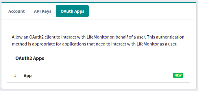LM OAuth Apps list